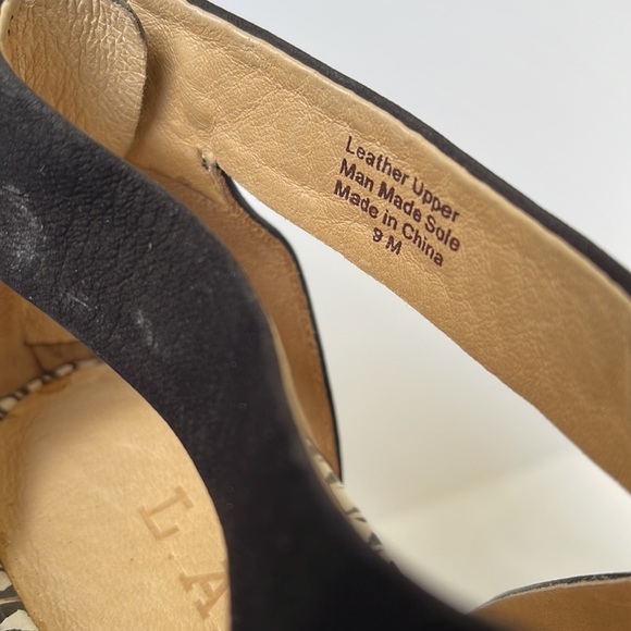 L.A.M.B Open Toe Platform Leather Heel Sandals size 9M - Picture 4 of 9